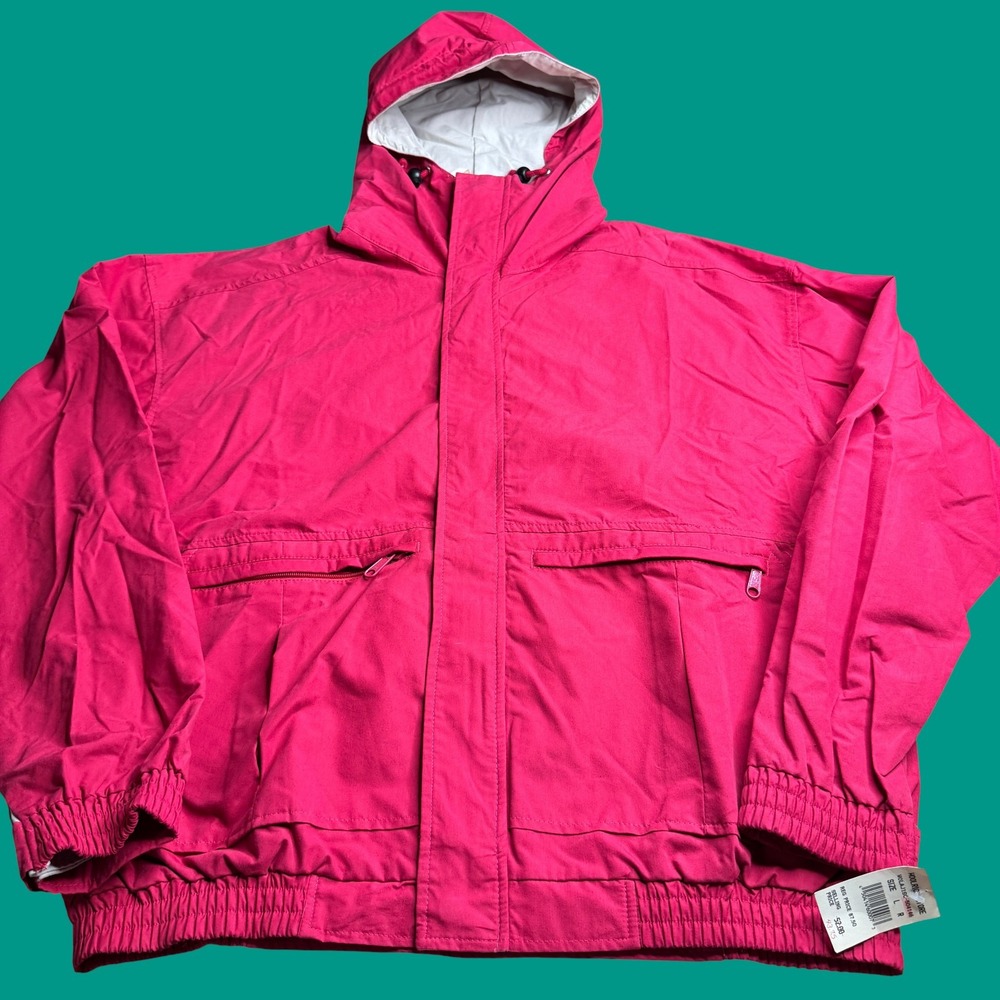 Vintage Woolrich Red Zip Jacket Large Button Outdoors Hiking Hooded NWT